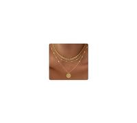 Kyerlyn Layered Necklaces for Women, 14K Gold/Silver Plated Necklace Sterling Silver Necklace Stack Circle Pendant Necklace Trendy Long Chain Necklace Set Dainty Jewelry Gifts for Teen Girls