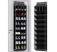 KYEVIS 10 Tier Over Door Shoe Storage Organiser with Deep Pockets, Large Capacity Hanging Storage Rack for Sneakers, Boots, Toys and Daily Necessities, Black