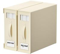 KYEVIS Bed Sheet Organiser, 2 Pack Bedding Storage Box with Handle and Clear Window, Foldable Bedding Organiser for Bedding Clothes Blankets, Beige