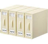 KYEVIS Bed Sheet Organiser, 4 Pack Bedding Storage Box with Handle and Clear Window, Foldable Bedding Organiser for Bedding Clothes Blankets, Beige