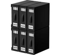 KYEVIS Bed Sheet Organiser, 6 Pack Bedding Storage Box with Handle & Clear Window, Foldable Organiser for Clothes & Blankets, Black
