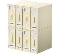 KYEVIS Bed Sheet Organiser, 8 Pack Bedding Storage Box with Handle and Clear Window, Foldable Organiser for Clothes, Blankets, Beige