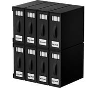 KYEVIS Bed Sheet Organiser, 8 Pack Bedding Storage Box with Handle and Clear Window, Foldable Organiser for Clothes, Blankets, Black