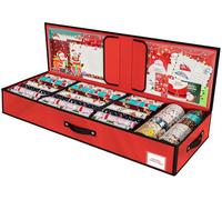 KYEVIS Christmas Wrapping Paper Storage Bag with Multiple Pockets, Gift Wrap Storage Bag Fits 24 Rolls, Christmas Decoration Organiser Box for Bows, Tags, Scissor & Ribbons(Red)