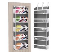 KYEVIS Holds 60 Caps Over the Door Hat Storage, 5-Tier Baseball Cap Organizer with 10 Mesh Side Pockets, Hats Racks for Wall with Clear Window, 1 Pack Grey