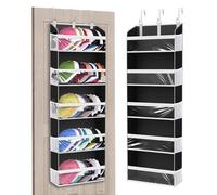 KYEVIS Holds 60 Caps Over the Door Hat Storage, 5-Tier Baseball Cap Organizer with 10 Mesh Side Pockets, Hats Racks for Wall with Clear Window, 1 Pack Black