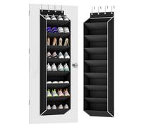 KYEVIS Over Door Shoe Storage Organisers with Deep Pockets, Door Shoe Rack for Narrow Closet and Dorm, 8 Layers Hanging Storage, Fit 16-20 Pairs Shoe, Black