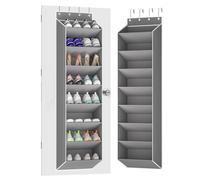 KYEVIS Over Door Shoe Storage Organizers with Deep Pockets, Door Storage for Narrow Closet and Dorm, 8 Layers Hanging Shoe Rack Fit 16-20 Pairs Shoe, Grey