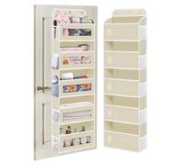KYEVIS Over The Door Organizer Storage 2 Pack, 5 Shelves Door Organizer Hanging with 10 Mesh Pockets, Behind Door Storage - Ideal for Newborn, Nursery, and Baby Essentials Daily Use(Beige)