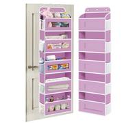 KYEVIS Over The Door Organizer Storage 2 Pack, 5 Shelves Door Organizer Hanging with 10 Mesh Pockets, Behind Door Storage - Ideal for Newborn, Nursery, and Baby Essentials Daily Use(Pink)