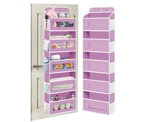 KYEVIS Over The Door Organizer Storage, 5 Shelves Door Organizer Hanging with 10 Mesh Pockets, Behind Door Storage - Ideal for Newborn, Nursery, and Baby Essentials Daily Use(Pink)
