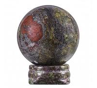 KYEYGWO 1.57" Natural Dragon Blood Stone Crystal Ball with Stone Stand