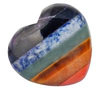 KYEYGWO 1.7" 7 Chakra Stone Heart Shaped Worry Stone for Stress Relief