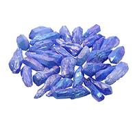 KYEYGWO 1 lb Titanium Coated Raw Rock Crystal Points Bulk Irregular Rough Quartz Stone Wands Kit Without Drilled for Jewellery Making DIY Art Craft, Blue
