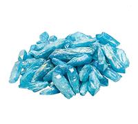 KYEYGWO 1 lb Titanium Coated Raw Rock Crystal Points Bulk Irregular Rough Quartz Stone Wands Kit Without Drilled for Jewellery Making DIY Art Craft, Light Blue