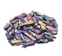 KYEYGWO 1 lb Titanium Coated Raw Rock Crystal Points Bulk Irregular Rough Quartz Stone Wands Kit Without Drilled for Jewellery Making DIY Art Craft, Colorful