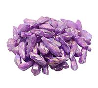 KYEYGWO 1 lb Titanium Coated Raw Rock Crystal Points Bulk Irregular Rough Quartz Stone Wands Kit Without Drilled for Jewellery Making DIY Art Craft, Purple