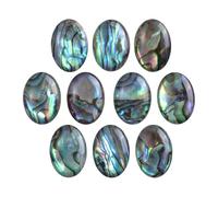 KYEYGWO 10 Pcs Abalone Shell Oval Beads for Jewellery Making 10 x 14 mm, No Hole Beads Flat Back Cabochons for Crafts DIY Decoration