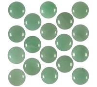 KYEYGWO 10 Pcs Half Round Crystal Beads for Jewellery Making 16 mm, Natural Green Aventurine Cabochon Gemstones No Hole Flat Back Stones for Crafts