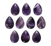 KYEYGWO 10 Pcs Teardrop Crystal Beads for Jewellery Making, Amethyst Cabochon Stone Flat Back Beads for Crafting 20x30 mm