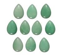 KYEYGWO 10 Pcs Teardrop Crystal Beads for Jewellery Making, Green Aventurine Cabochon Stone Flat Back Beads for Crafting 20x30 mm