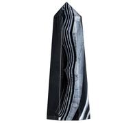 KYEYGWO 2.36-3.15" Striped Black Agate Crystal Obelisk Tower for Witchcraft