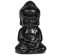 KYEYGWO 2 Inches Black Obsidian Meditation Buddha Statue for Home Decor | Hand Carved & Polished, Bring Peace & Harmony , Indoor Budha Figurine Ornament for Zen, Prayer, Spiritual Inspiration, Gift