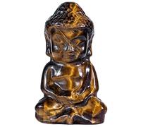 KYEYGWO 2 Inches Tiger's Eye Meditation Buddha Statue for Home Decor