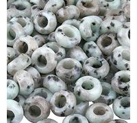 KYEYGWO 20 PCS Sesame Jasper Large Hole Beads for Jewellery Making | Easy Thread, 8x14mm Polished Loose Beads, 6mm Hole European Beads for Hair Braids, Macrame Plant Hanger, Dream Catcher