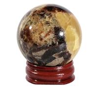 KYEYGWO 30-40mm Septarian Dragon Stone Crystal Sphere with Wooden Stand | Unique Gemstone Orb, Feng Shui Decor, Healing Crystal Ball for Meditation, Home Decor & Spiritual Practices