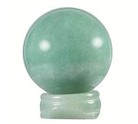 KYEYGWO 4cm Natural Green Aventurine Ball Decor with Gemstone Stand, Polished Round Decorative Stone Sphere Sculpture Fengshui Ornament for Reiki Healing and Meditation