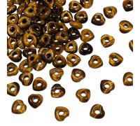 KYEYGWO 5 Pcs Heart Shaped Crystal Beads for Jewellery Making 5 mm, Tiger's Eye Stone Brown Large Hole Beads for Crafts Macrame Hair Braids