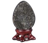 KYEYGWO 50-70 mm Black Crystal Cluster Geode Egg with Display Stand