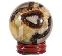KYEYGWO 51-60mm Septarian Dragon Stone Crystal Sphere with Wooden Stand