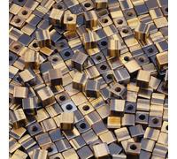 KYEYGWO 5mm Large Hole Square Gemstone Beads for Jewellery Making | Pack of 20, Easy Thread, Polished Cube Loose Beads, Tiger's Eye Stone Beads for Crafts, Hair Braids, Dream Catchers, Macrame