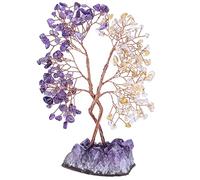KYEYGWO 6" Amethyst & Citrine Crystal Money Tree for Wealth Good Luck