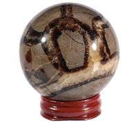 KYEYGWO 61-70mm Septarian Dragon Stone Crystal Sphere with Wooden Stand | Unique Gemstone Orb, Feng Shui Decor, Healing Crystal Ball for Meditation, Home Decor & Spiritual Practices