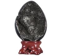 KYEYGWO 62-80 mm Black Crystal Cluster Geode Egg with Display Stand
