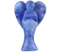KYEYGWO 7.5 cm Blue Aventurine Gemstone Angel Figurine, Healing Crystal Guardian Angel Talisman Hand Carved Pocket Stone Lucky Charm Fengshui Decor