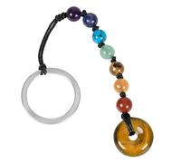 KYEYGWO 7 Chakra Beads Keychain Crystal Donut Keyring Car Key Rings Wallet Purse Handbag Bag Charms Accessories for Women Men, Tiger's Eye Stone