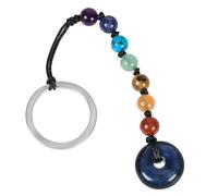 KYEYGWO 7 Chakra Beads Keychain Healing Crystal Peace Donut Keyring | Peace Sign Keychain, Protection Amulet, Gemstone Beaded Purse Charms for Handbags, Chakra Keychains for Car Keys