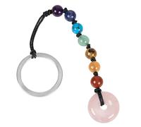 KYEYGWO 7 Chakra Beads Keychain Healing Crystal Peace Donut Keyring | Peace Sign Keychain, Protection Amulet, Gemstone Beaded Purse Charms for Handbags, Chakra Keychains for Car Keys