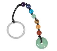 KYEYGWO 7 Chakra Beads Keychain Healing Crystal Peace Donut Keyring | Peace Sign Keychain, Protection Amulet, Gemstone Beaded Purse Charms for Handbags, Chakra Keychains for Car Keys