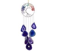 KYEYGWO 7 Chakra Healing Crystal Wall Hanging Ornament Handmade Tree of life with Purple Agate Slice Wind Chime for Window Home Wedding Souvenir Decoration