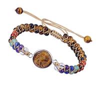 KYEYGWO 7 Chakras Crystal Tiger`s Eye Stone Beads Bracelet for Women and Men, Tree of Life Charms Adjustable Bangle for Prayer Balancing Yoga Meditation