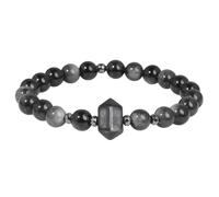KYEYGWO 8mm Healing Crystal Beaded Bracelet for Women Men, Obsidian Handmade Jewellery Hexagonal Wand Crystal Bracelets for Spiritual Healing, Protection, Positive Energy