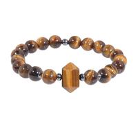 KYEYGWO 8mm Healing Crystal Beaded Bracelet for Women Men, Tiger's Eye Handmade Jewellery Hexagonal Wand Crystal Bracelets for Spiritual Healing, Protection, Positive Energy