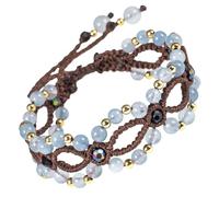 KYEYGWO Adjustable Braided Boho Crystal Beaded Bracelet for Women Men, Multi Strand Handmade Wrap Layered Bracelets Chakra jewellery Gifts, Aquamarine