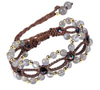 KYEYGWO Adjustable Braided Boho Crystal Beaded Bracelet for Women Men, Multi Strand Handmade Wrap Layered Bracelets Chakra jewellery Gifts, Labradorite