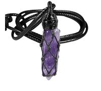 KYEYGWO Amethyst Healing Crystal Points Pendant Necklace for Men Women